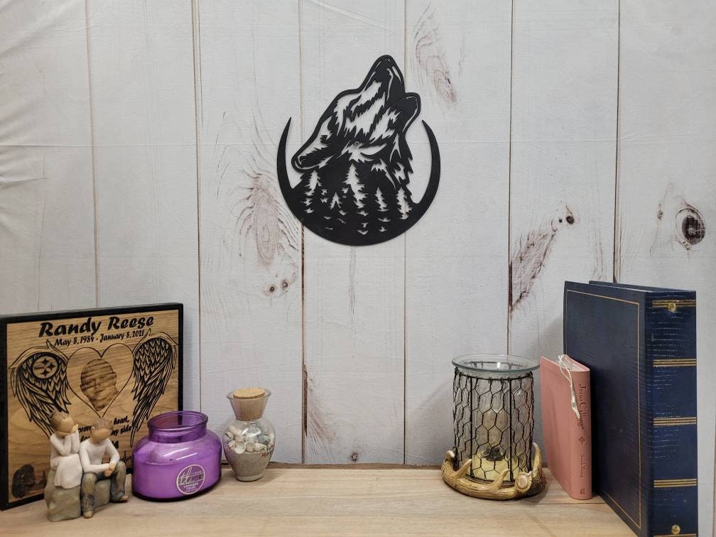 Howling Wolf Metal Wall Art Aluminum Sign — alternate angle