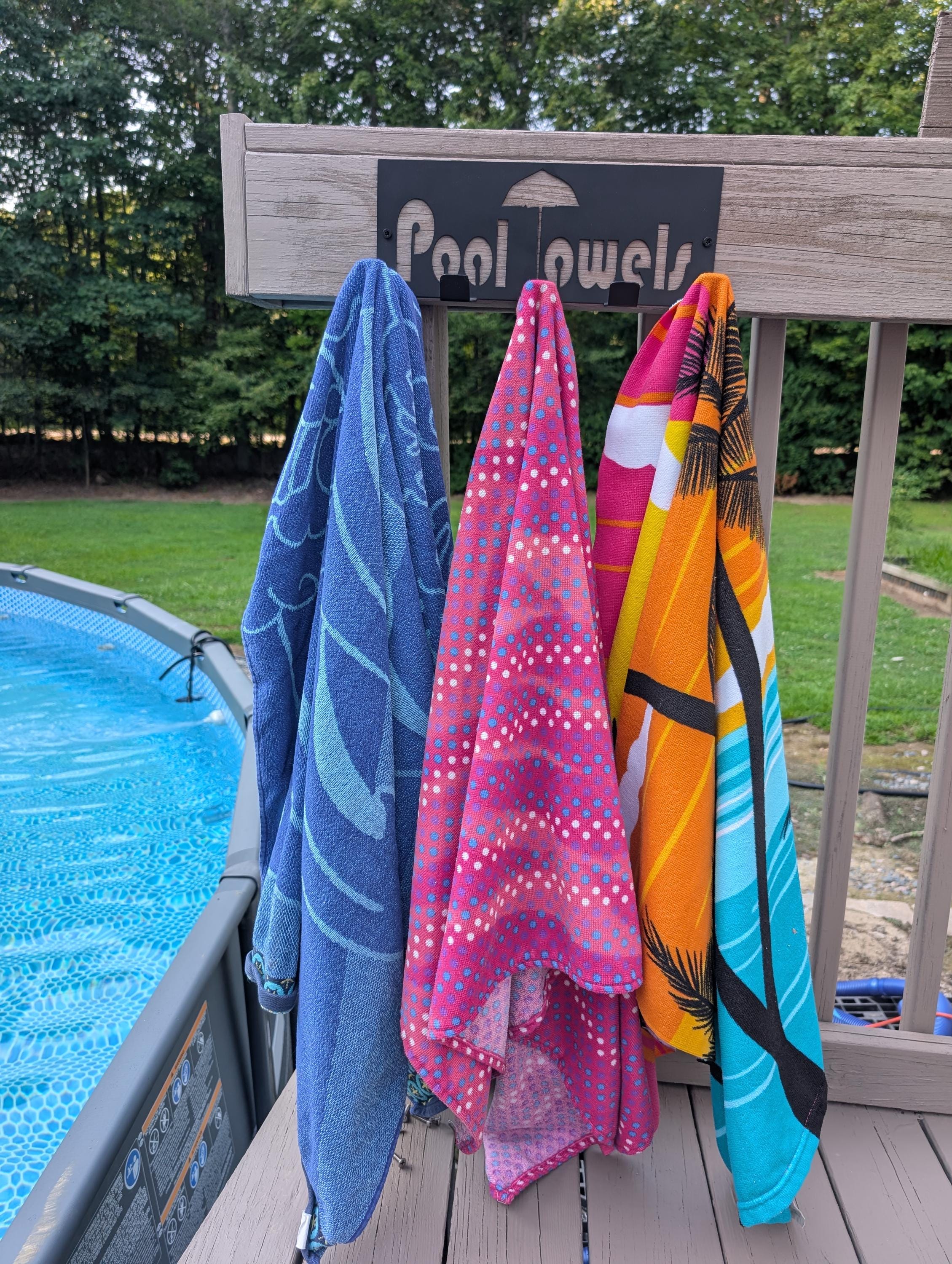 Pool Towel Hanger Aluminum Sign — alternate angle