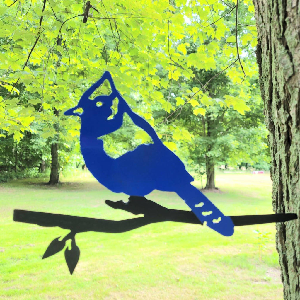 Blue Jay Metal Garden Stake Metal Garden Stake — front view on white background