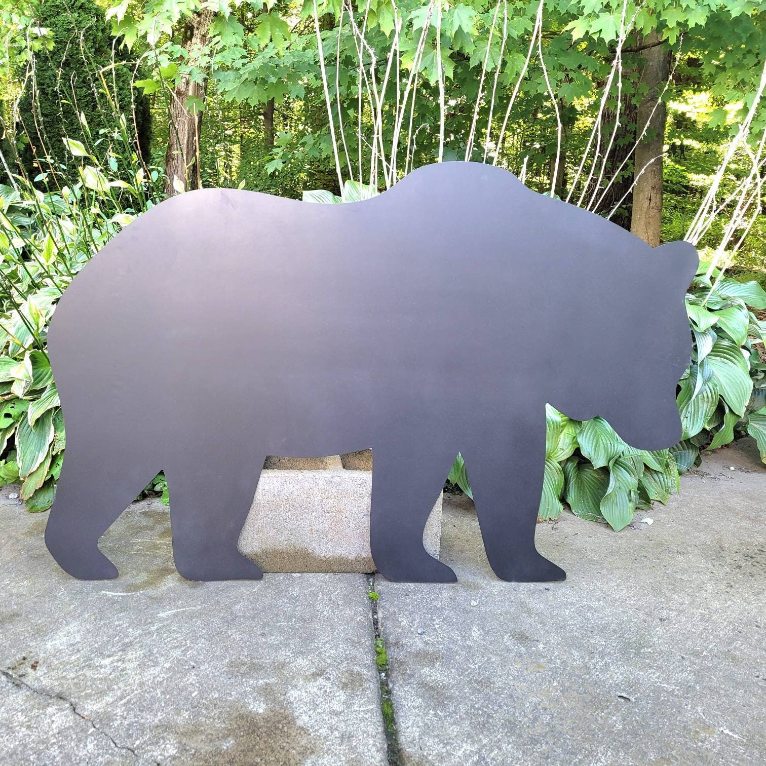 Bear Metal Yard Stake Metal Garden Stake — front view on white background