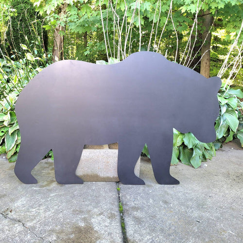 Bear Metal Yard Stake Metal Garden Stake — front view on white background