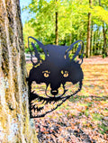 Peeking Fox Metal Yard Stake Metal Garden Stake — front view on white background