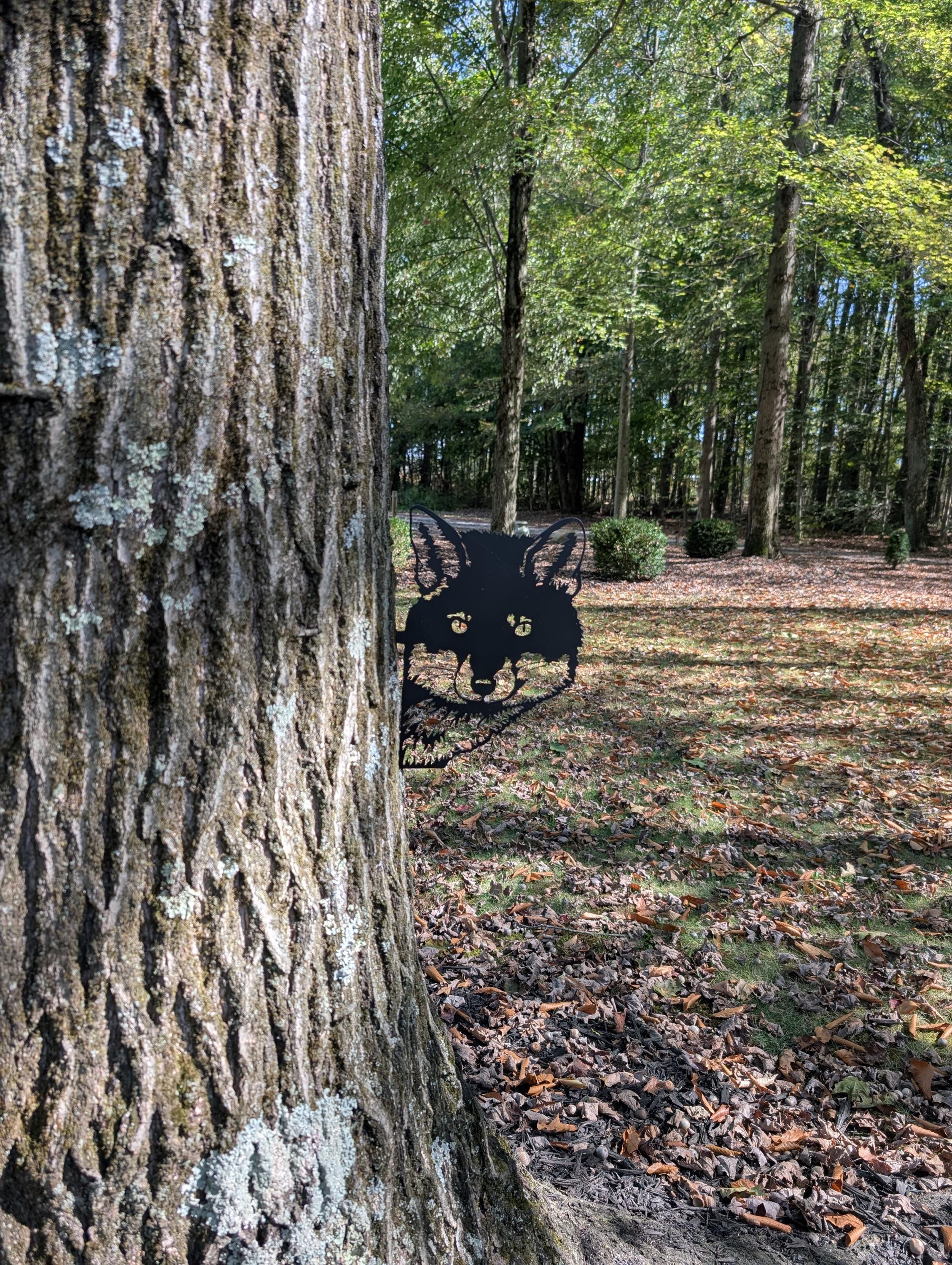 Peeking Fox Metal Yard Stake Metal Garden Stake — alternate angle