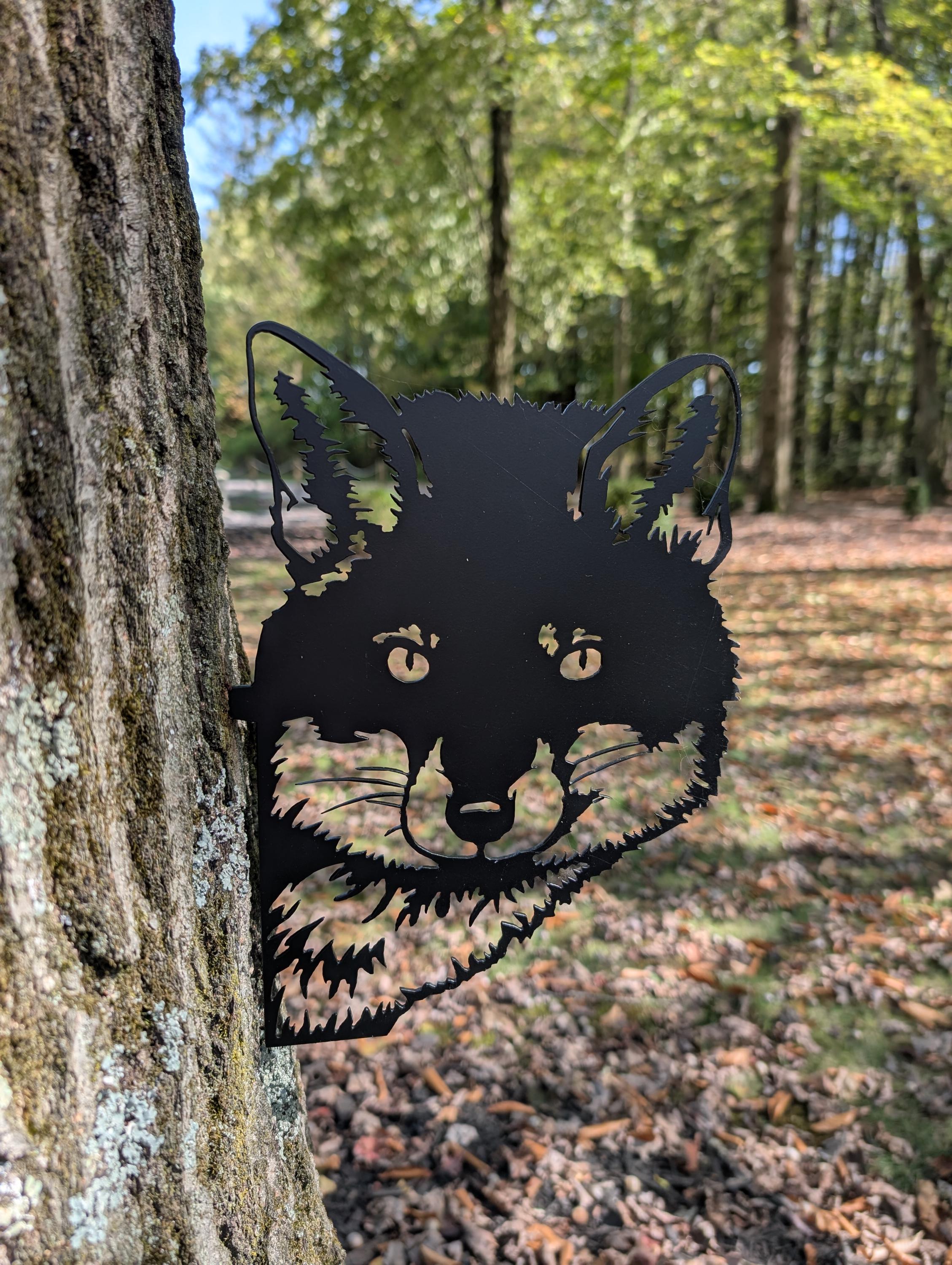 Peeking Fox Metal Yard Stake Metal Garden Stake — alternate angle