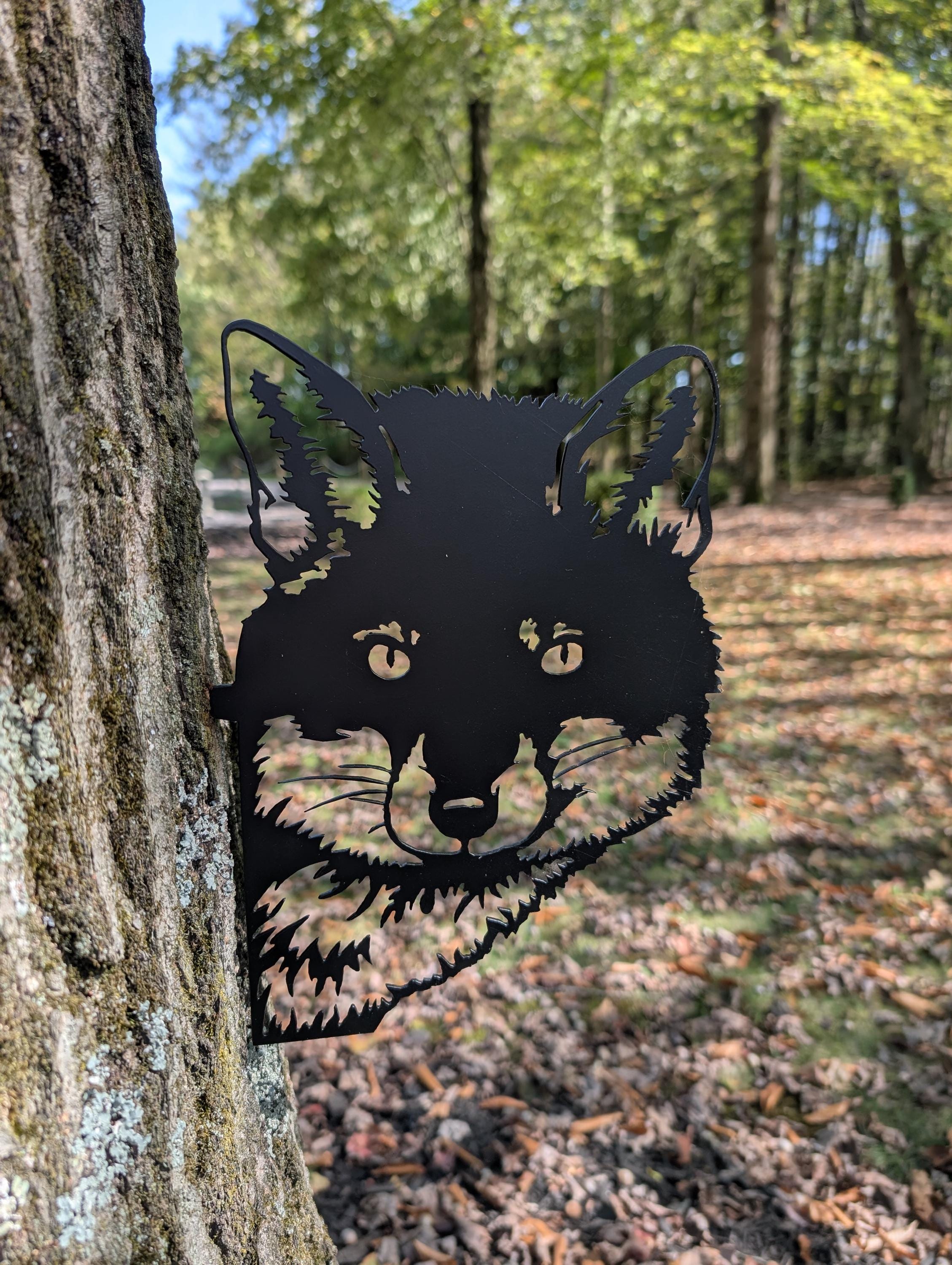 Peeking Fox Metal Yard Stake Metal Garden Stake — alternate angle