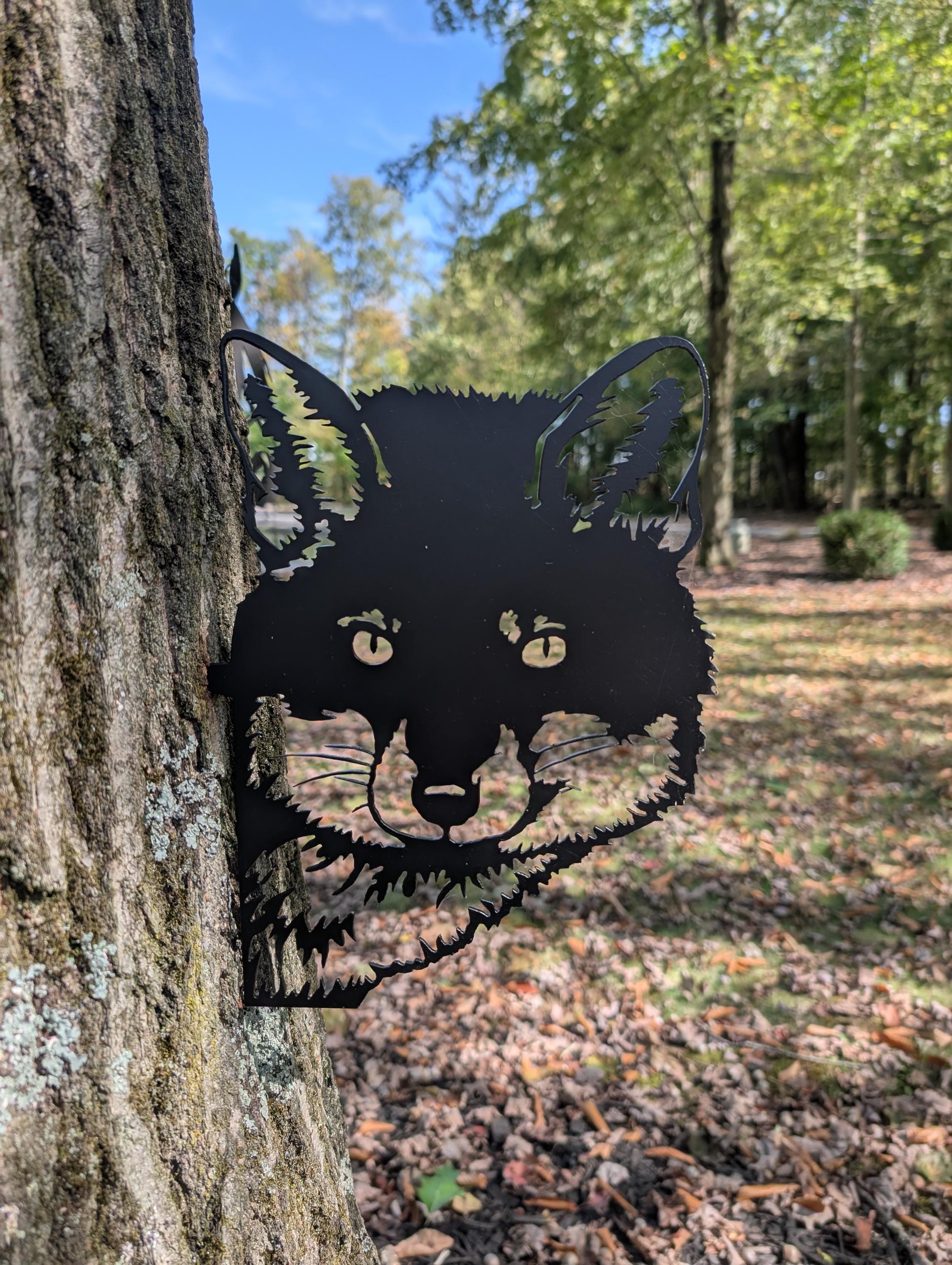 Peeking Fox Metal Yard Stake Metal Garden Stake — alternate angle
