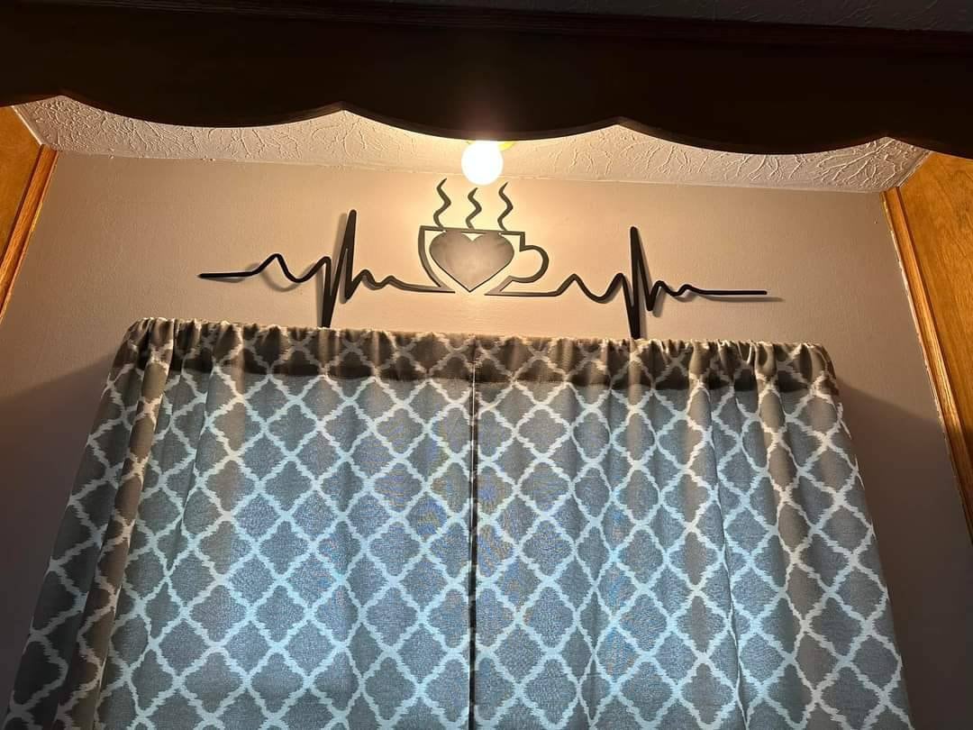 Coffee EKG Metal Wall Sign Aluminum Sign — lifestyle setting
