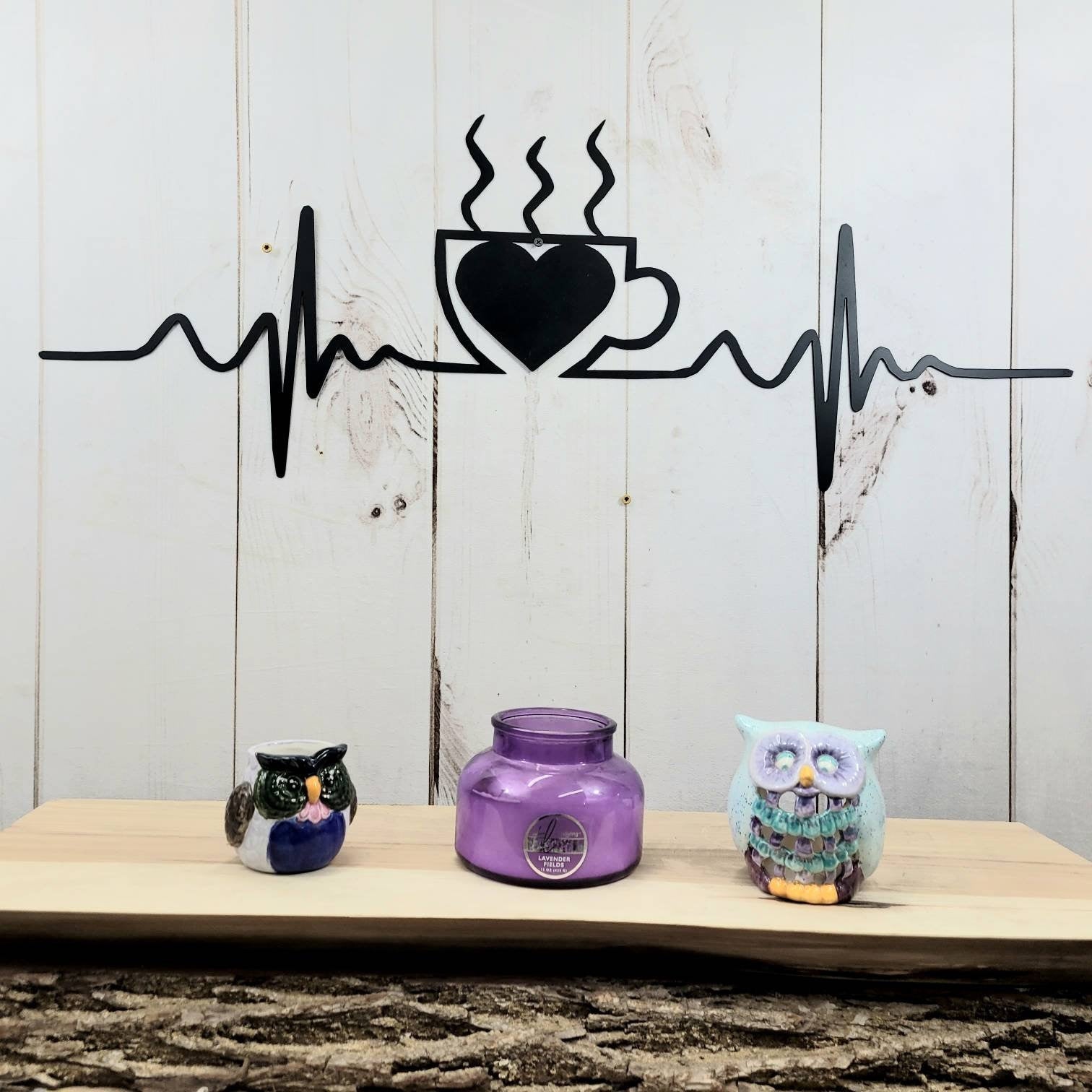 Coffee EKG Metal Wall Sign Aluminum Sign — detail view