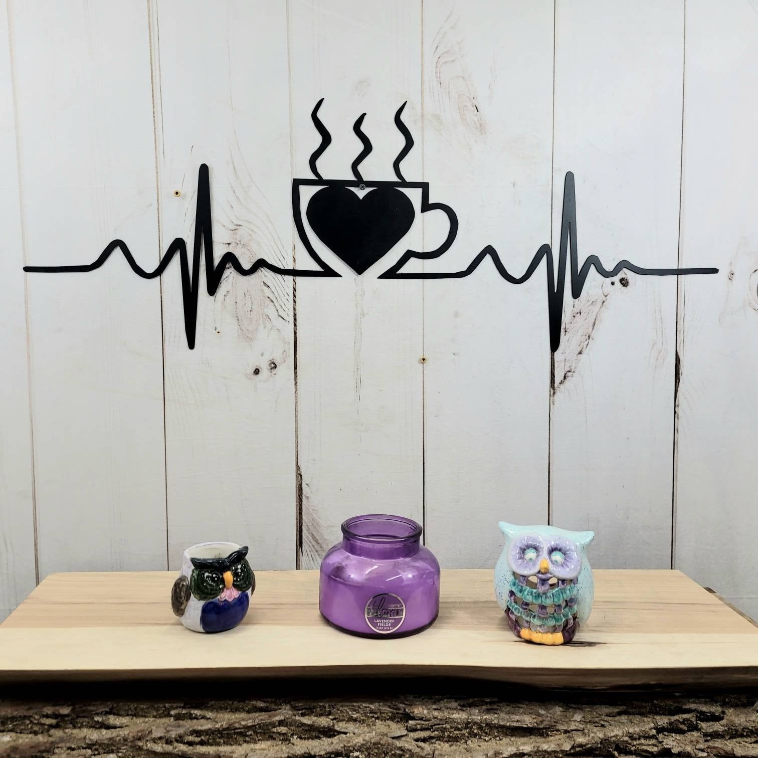 Coffee EKG Metal Wall Sign Aluminum Sign — alternate angle