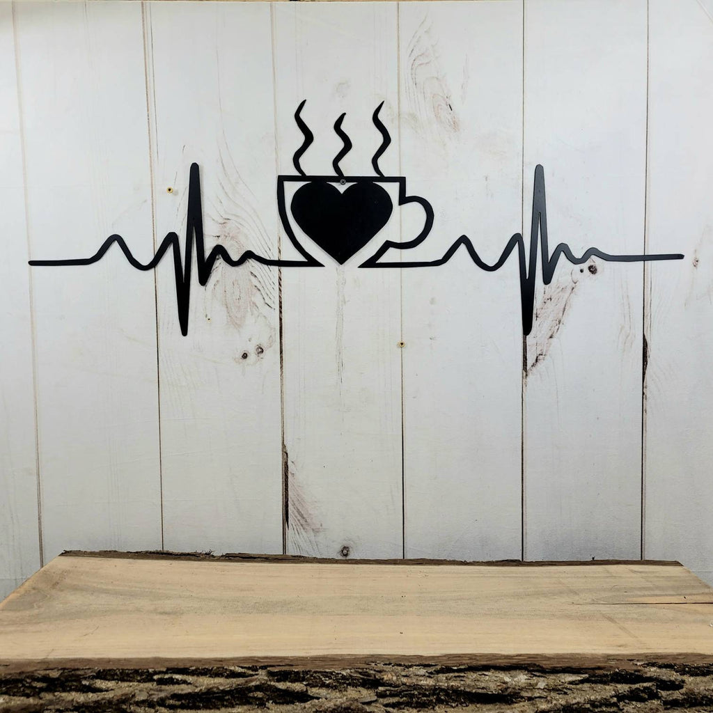Coffee EKG Metal Wall Sign Aluminum Sign — alternate angle
