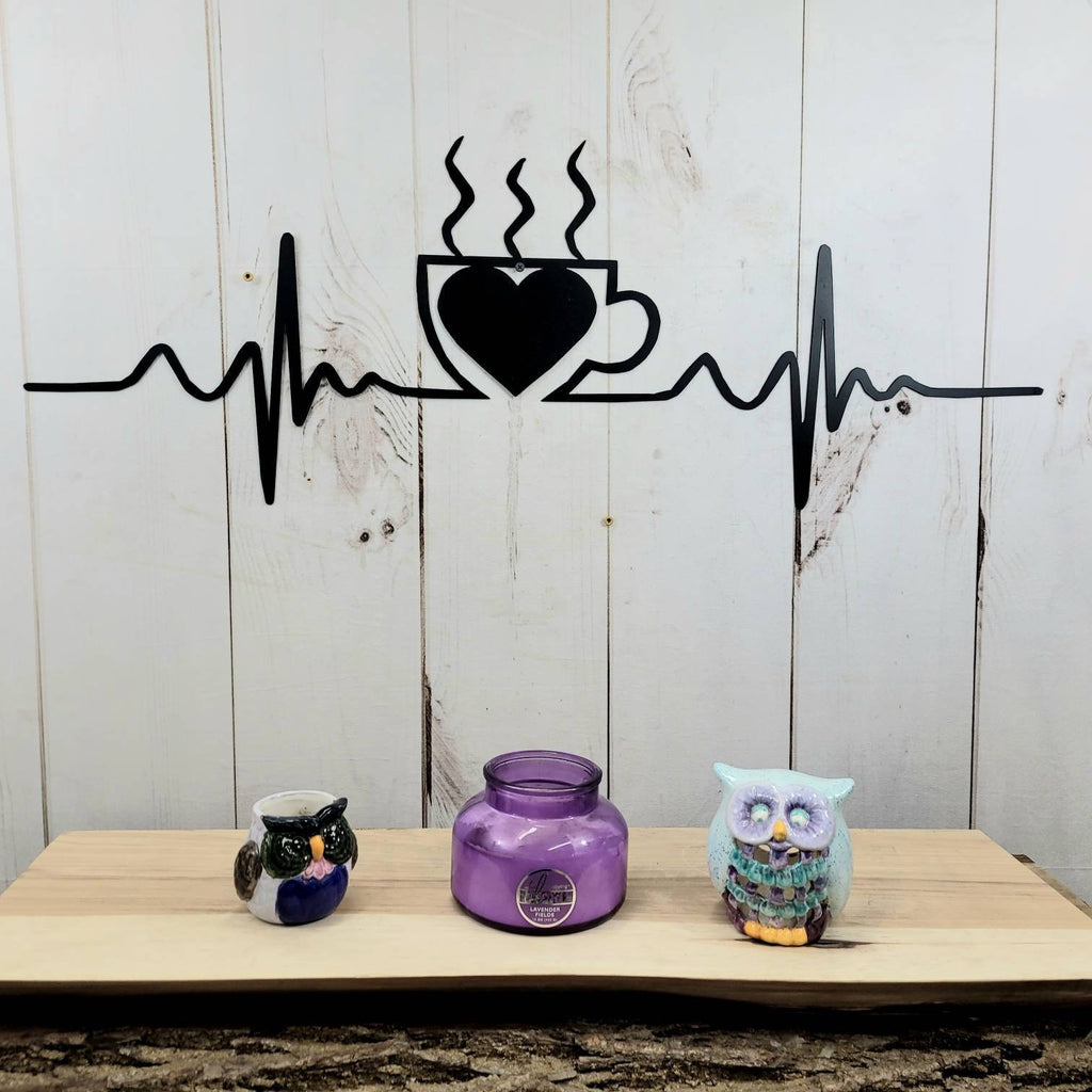 Coffee EKG Metal Wall Sign Aluminum Sign — alternate angle