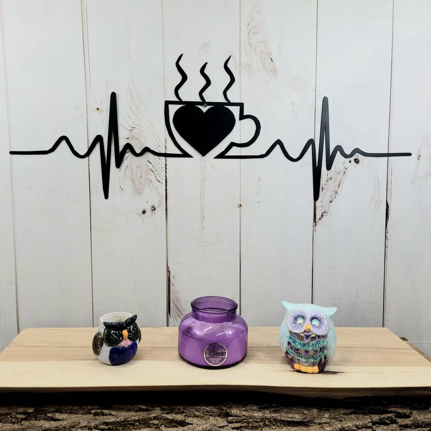Coffee EKG Metal Wall Sign Aluminum Sign — alternate angle