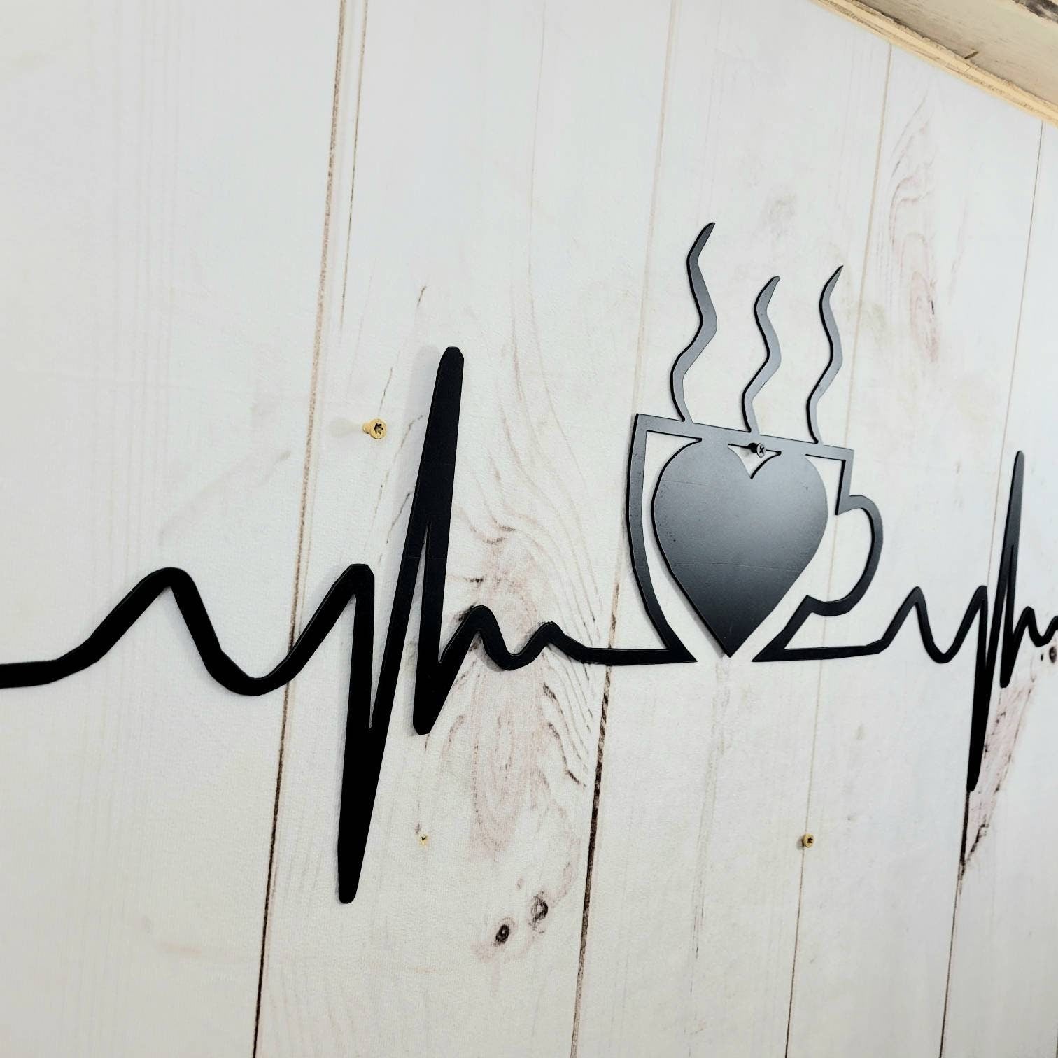 Coffee EKG Metal Wall Sign Aluminum Sign — alternate angle