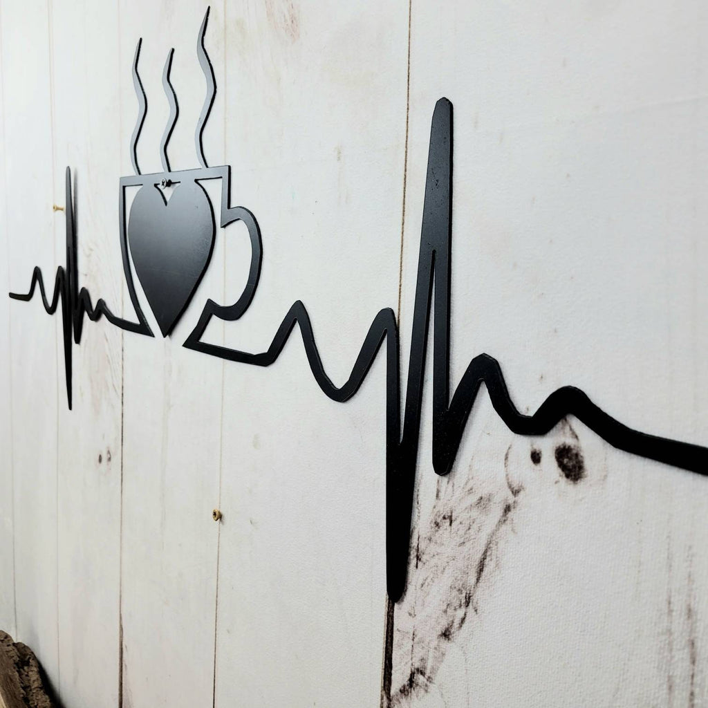 Coffee EKG Metal Wall Sign Aluminum Sign — alternate angle