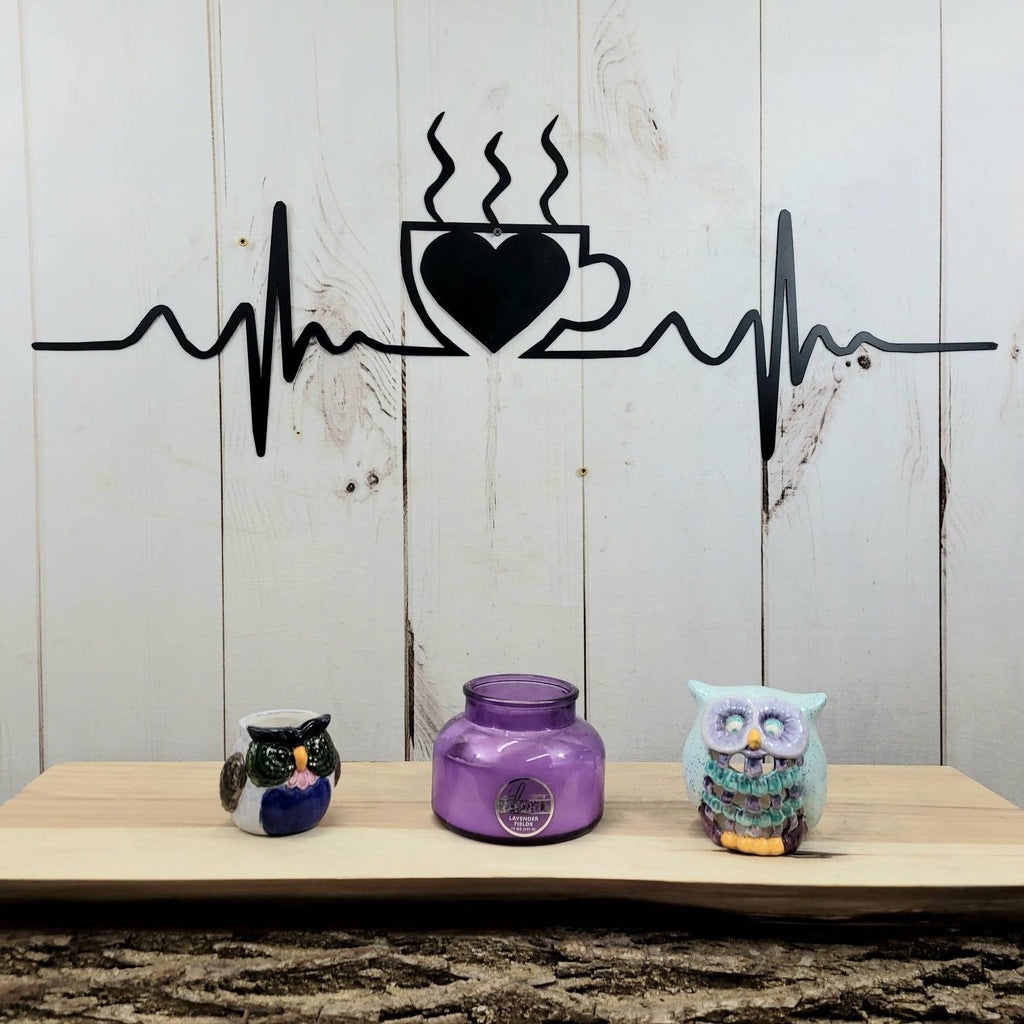 Coffee EKG Metal Wall Sign Aluminum Sign — alternate angle