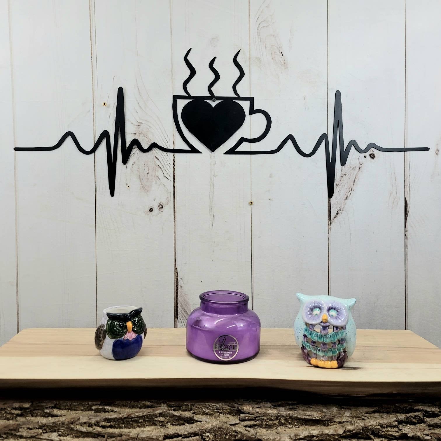 Coffee EKG Metal Wall Sign Aluminum Sign — alternate angle