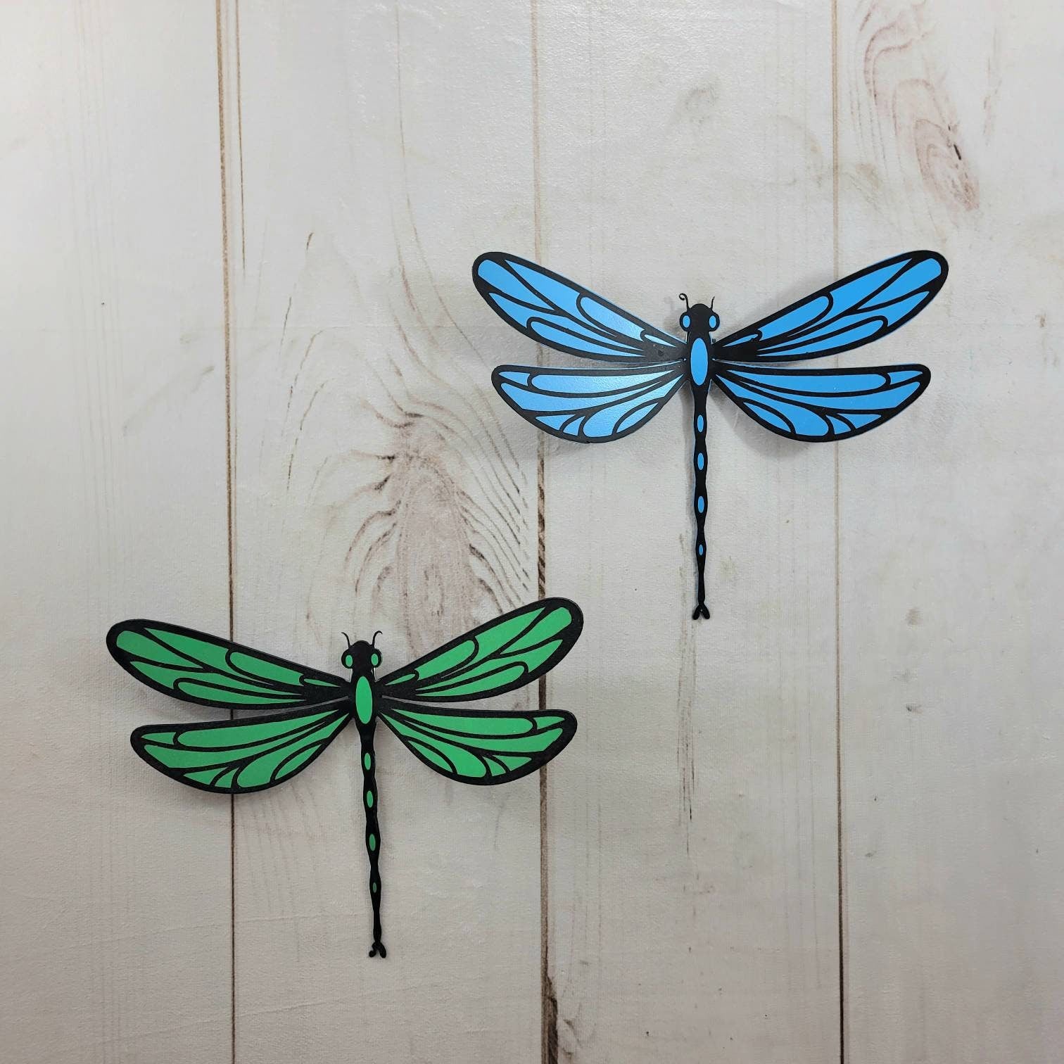 Painted Dragonfly Metal Wall Art Metal Garden Stake — front view on white background