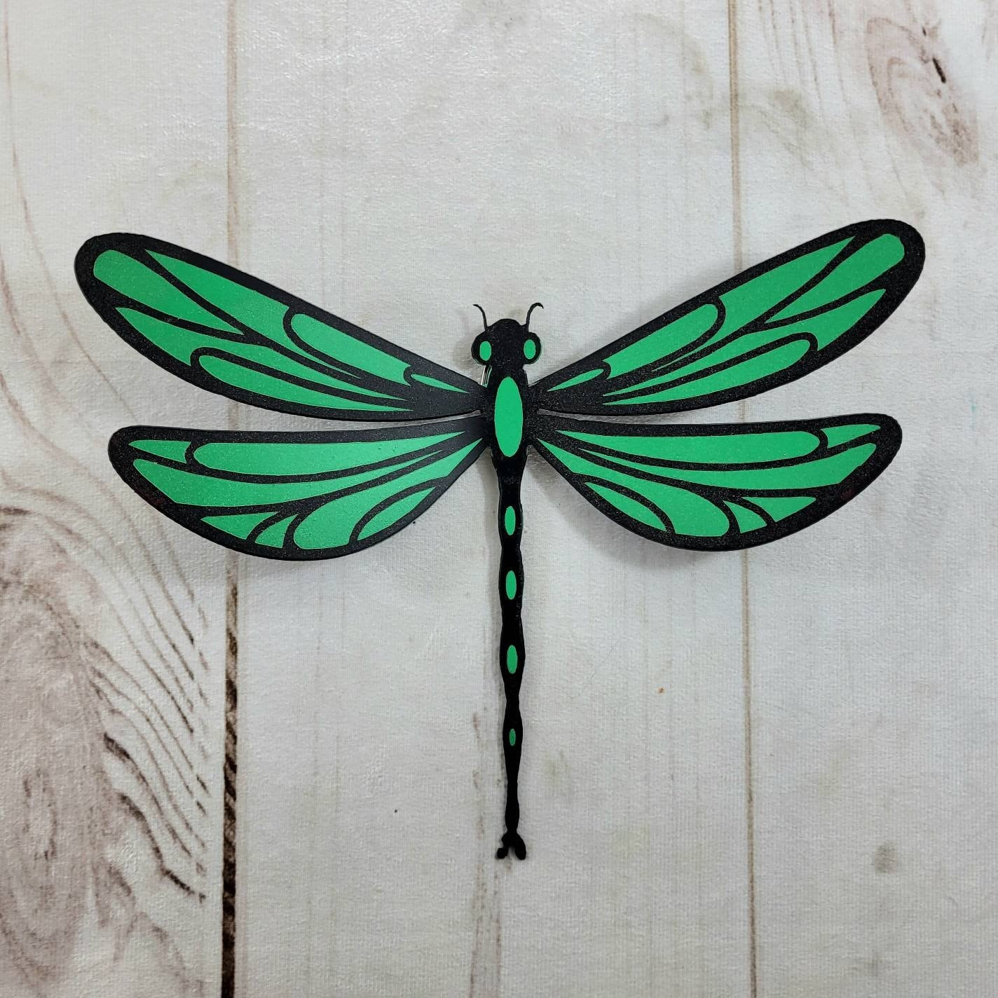 Painted Dragonfly Metal Wall Art Metal Garden Stake — detail view