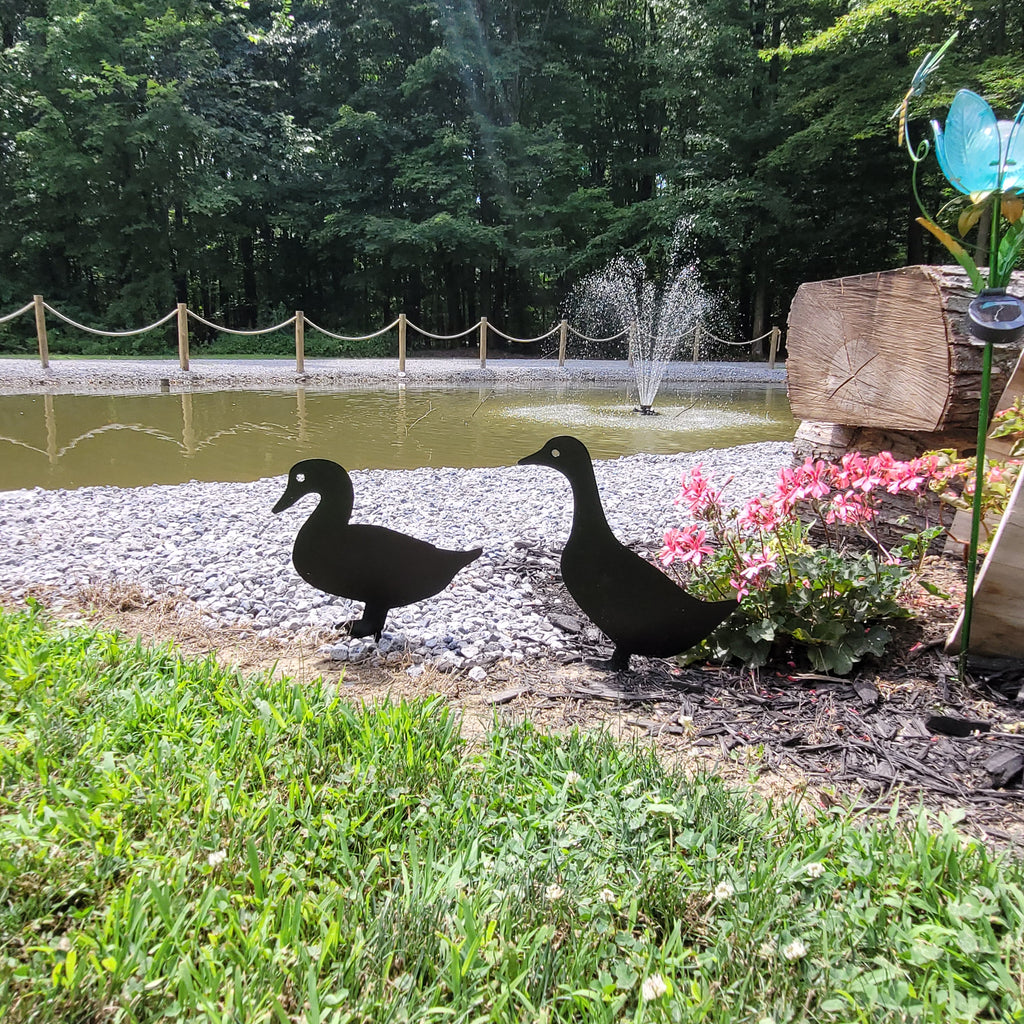 Duck Pair Metal Garden Stake Metal Garden Stake — alternate angle