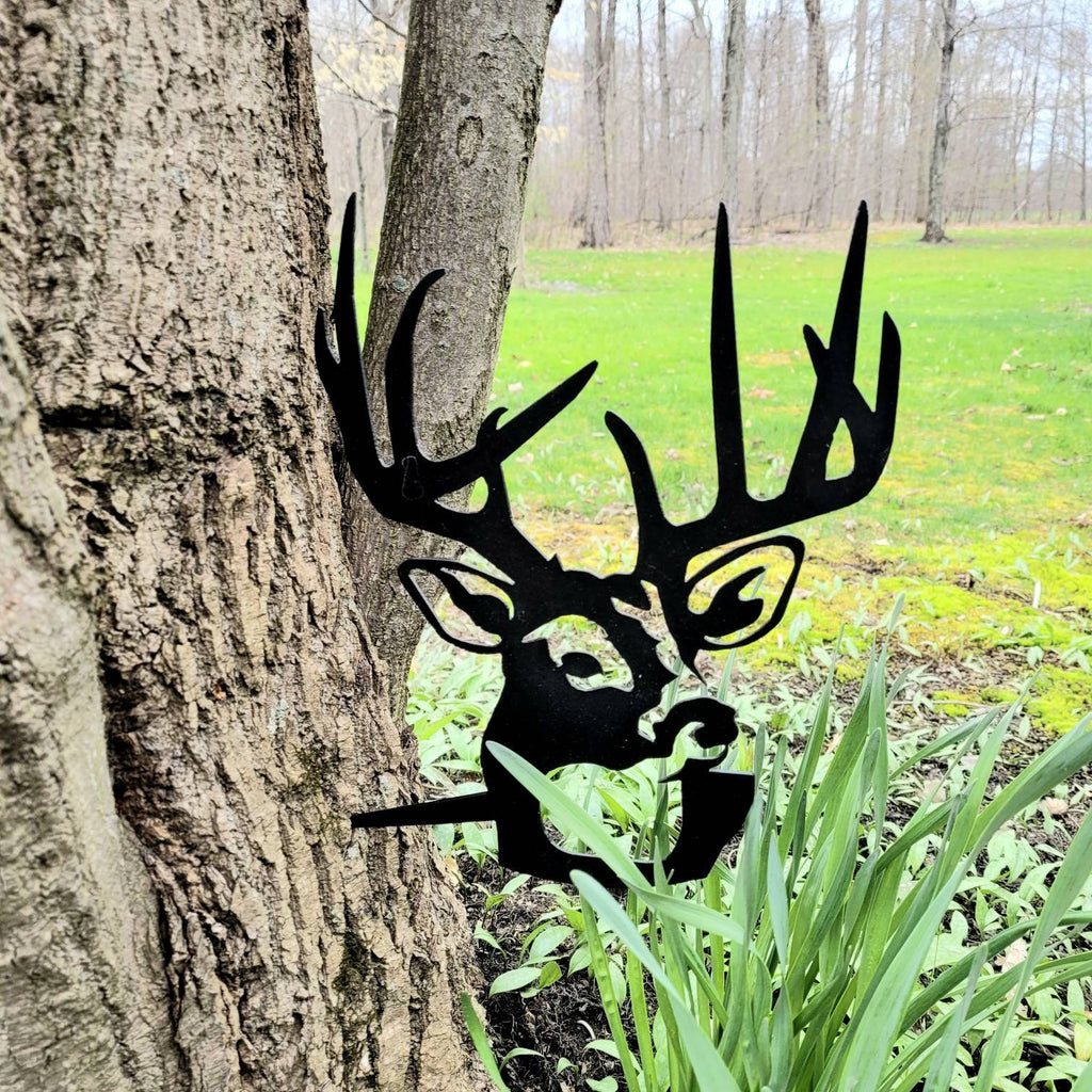 Buck Deer Metal Garden Stake Metal Garden Stake — front view on white background
