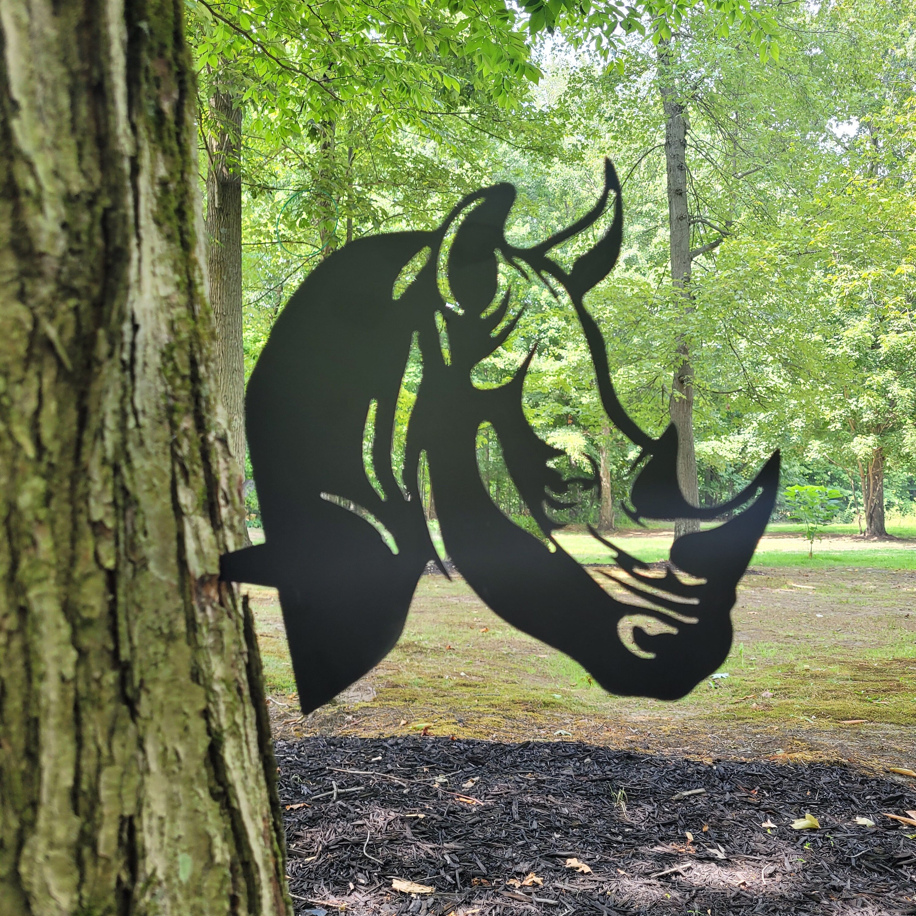 Rhino Metal Garden Stake Metal Garden Stake — front view on white background