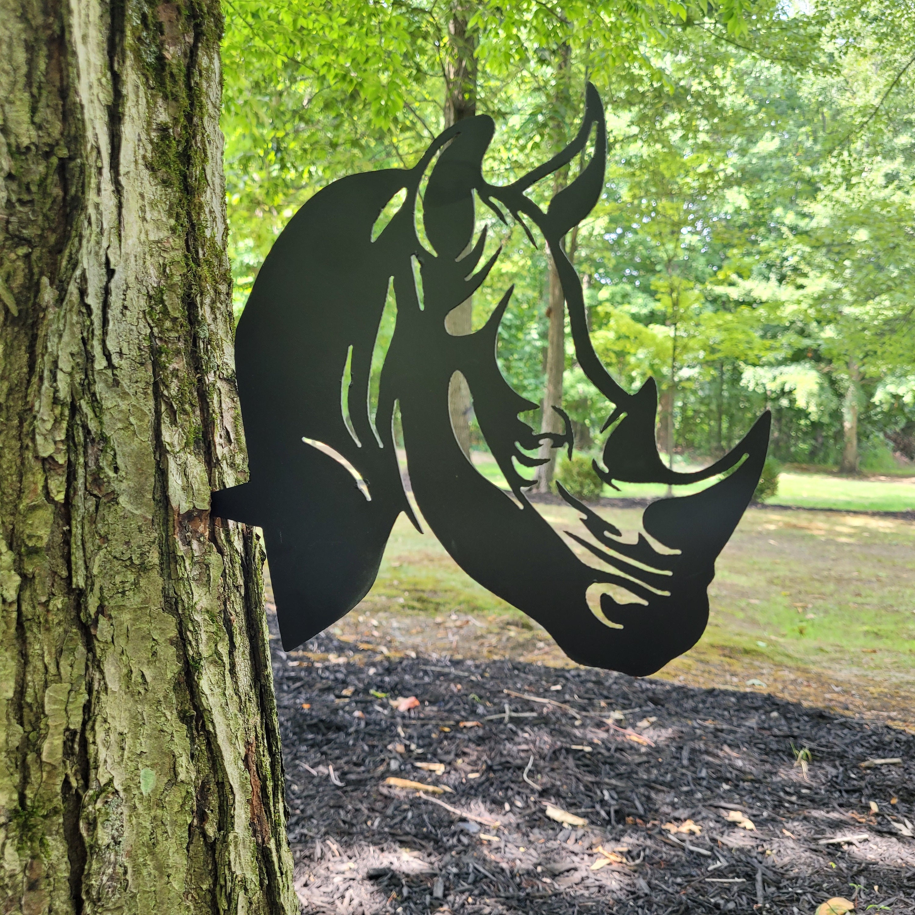 Rhino Metal Garden Stake Metal Garden Stake — lifestyle setting