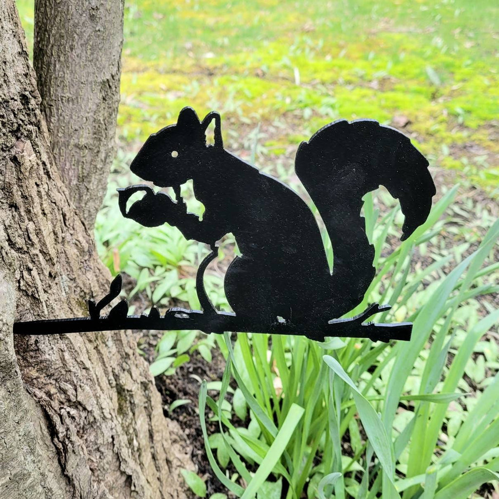 Squirrel Metal Garden Stake Metal Garden Stake — front view on white background
