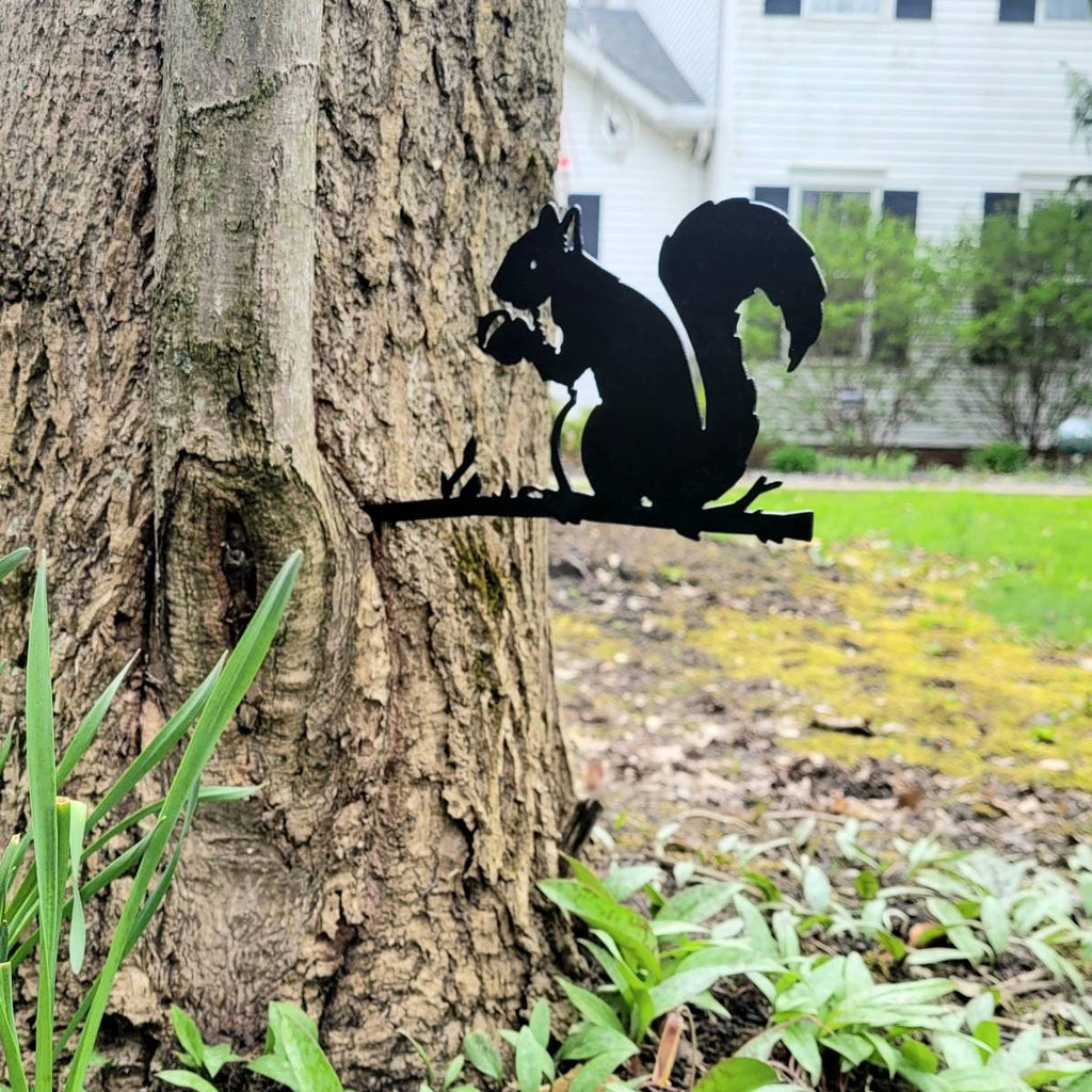 Squirrel Metal Garden Stake Metal Garden Stake — lifestyle setting