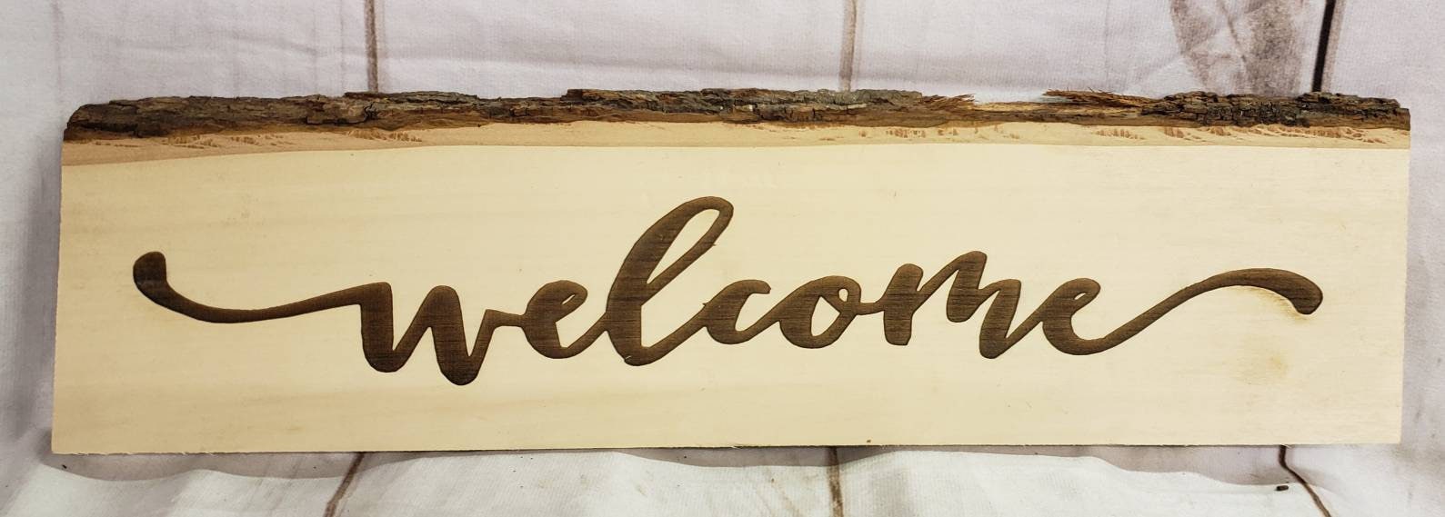 Rustic Live Edge Welcome Sign Wood Sign — alternate angle