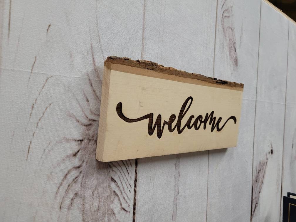 Rustic Live Edge Welcome Sign Wood Sign — alternate angle
