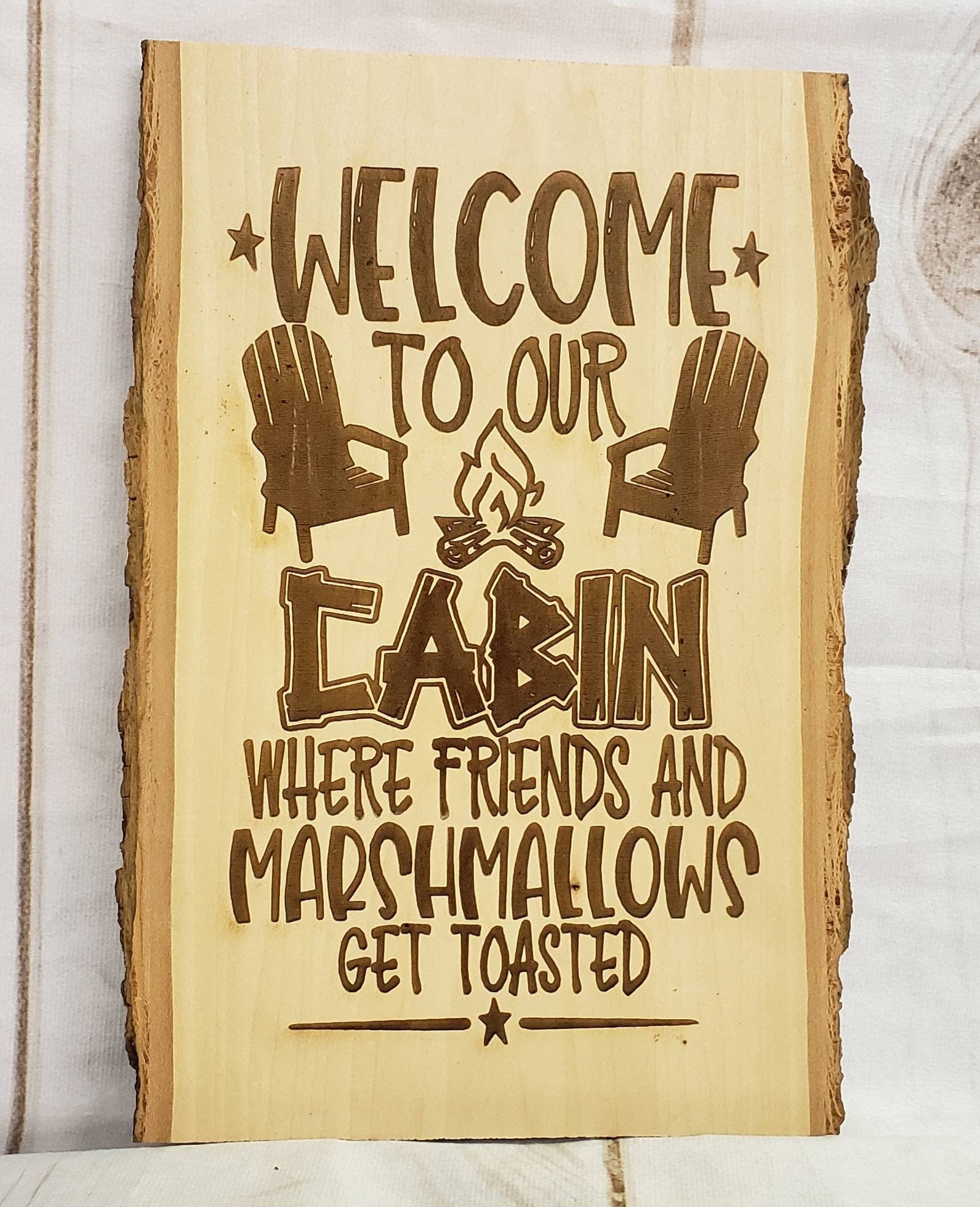 Live Edge Wood Cabin Sign Wood Sign — lifestyle setting