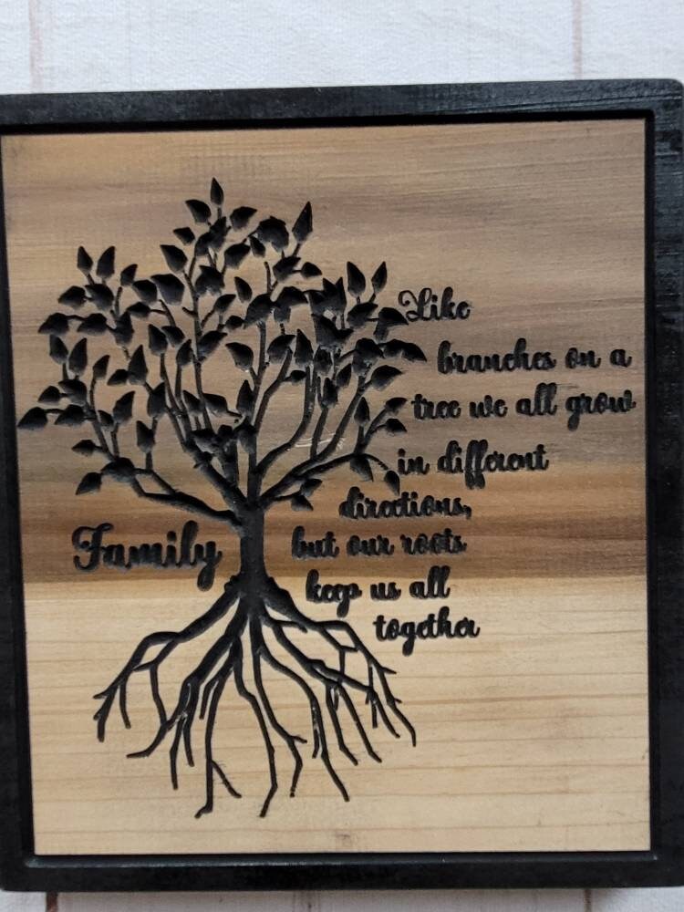 Family tree solid wood carved wall hanging ho Wood Sign — lifestyle setting