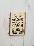 Live Edge Wood Welcome Sign Wood Sign — front view on white background