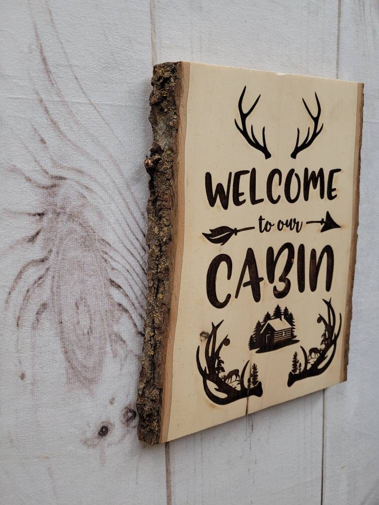 Live Edge Wood Welcome Sign Wood Sign — alternate angle