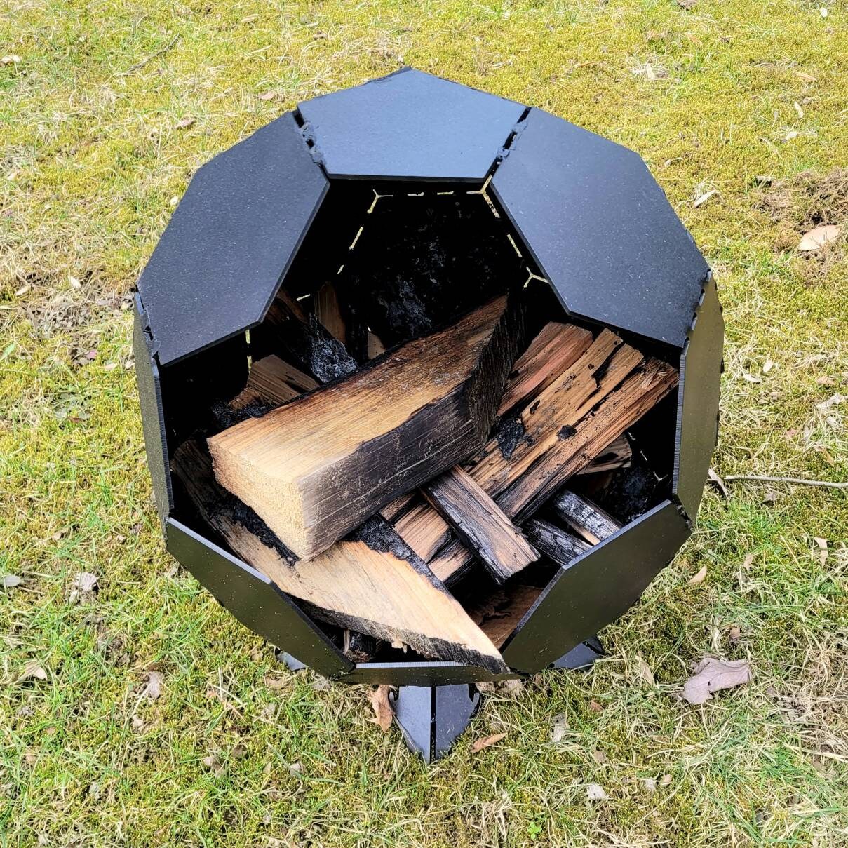 Customizable Globe Fire Pit Aluminum Sign — front view on white background