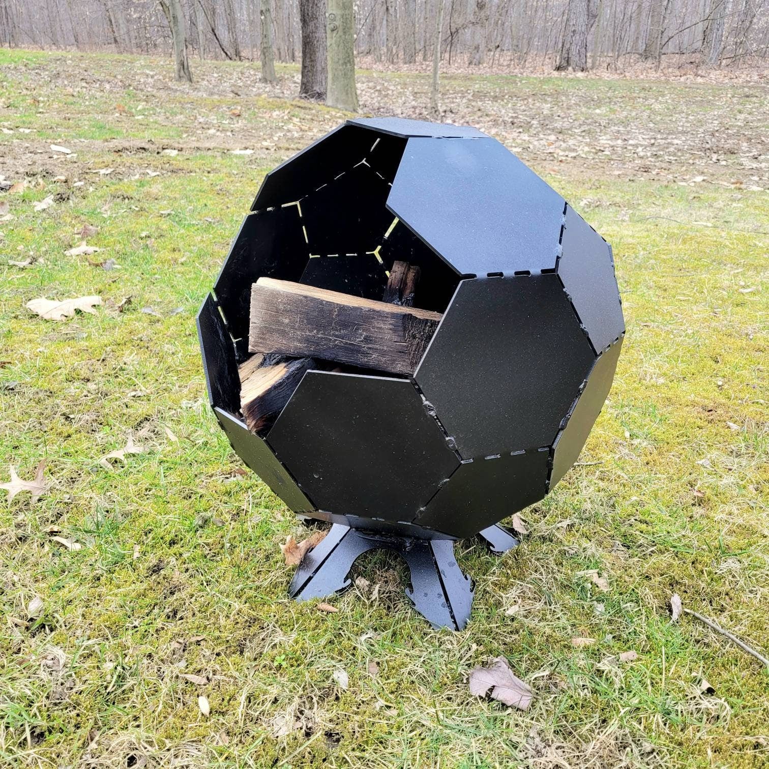 Customizable Globe Fire Pit Aluminum Sign — alternate angle