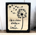 Dandelion Wood Carved Wall Art Wood Sign — front view on white background