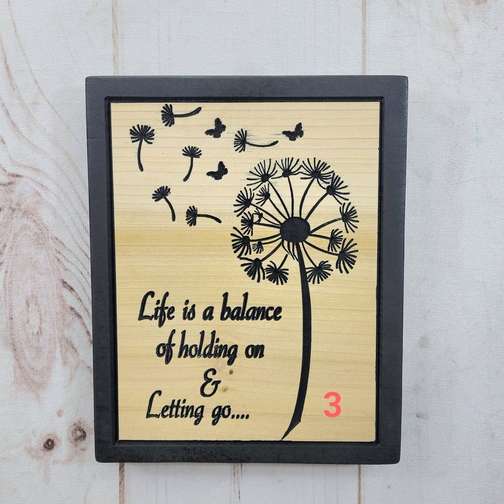 Dandelion Wood Carved Wall Art Wood Sign — alternate angle