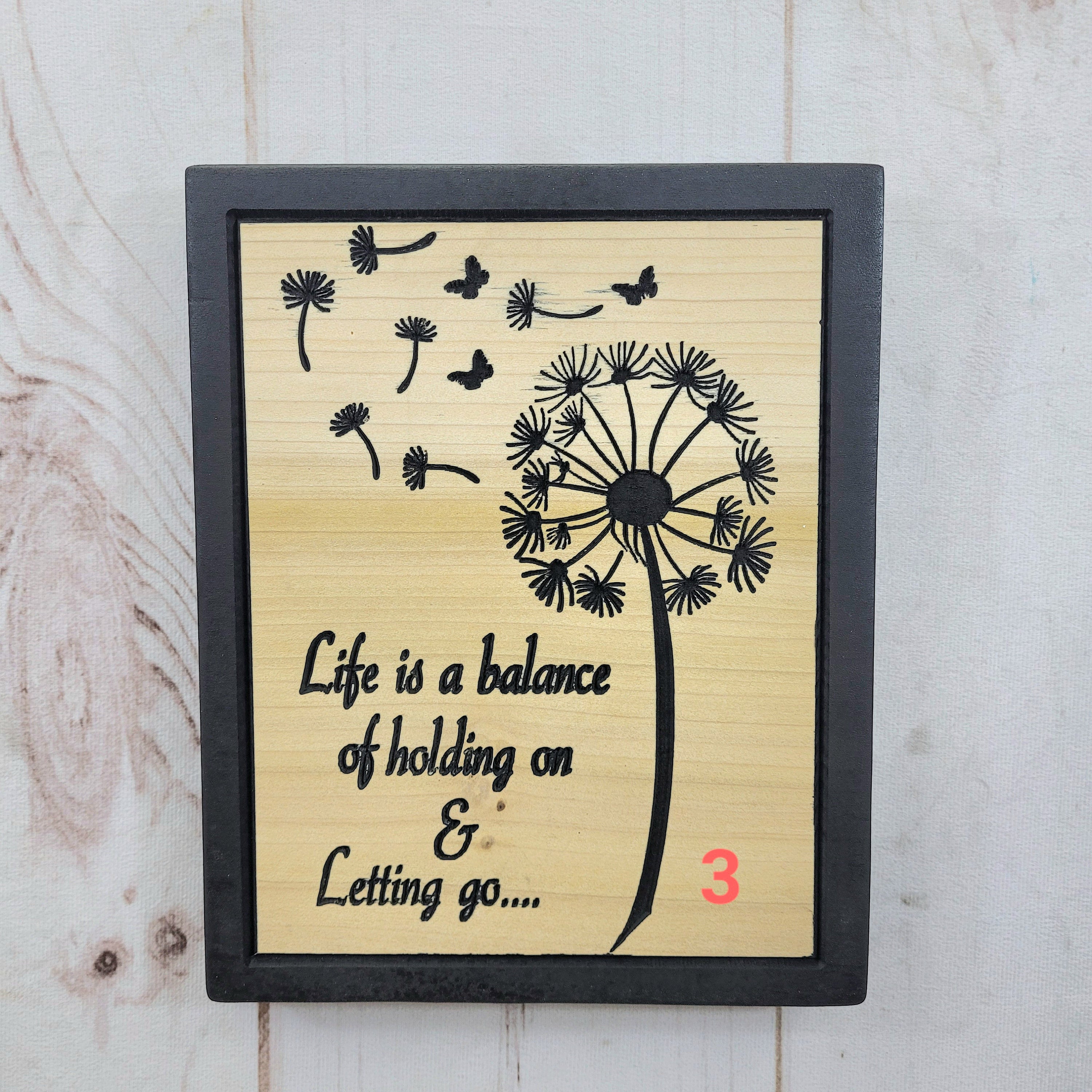 Dandelion Wood Carved Wall Art Wood Sign — alternate angle