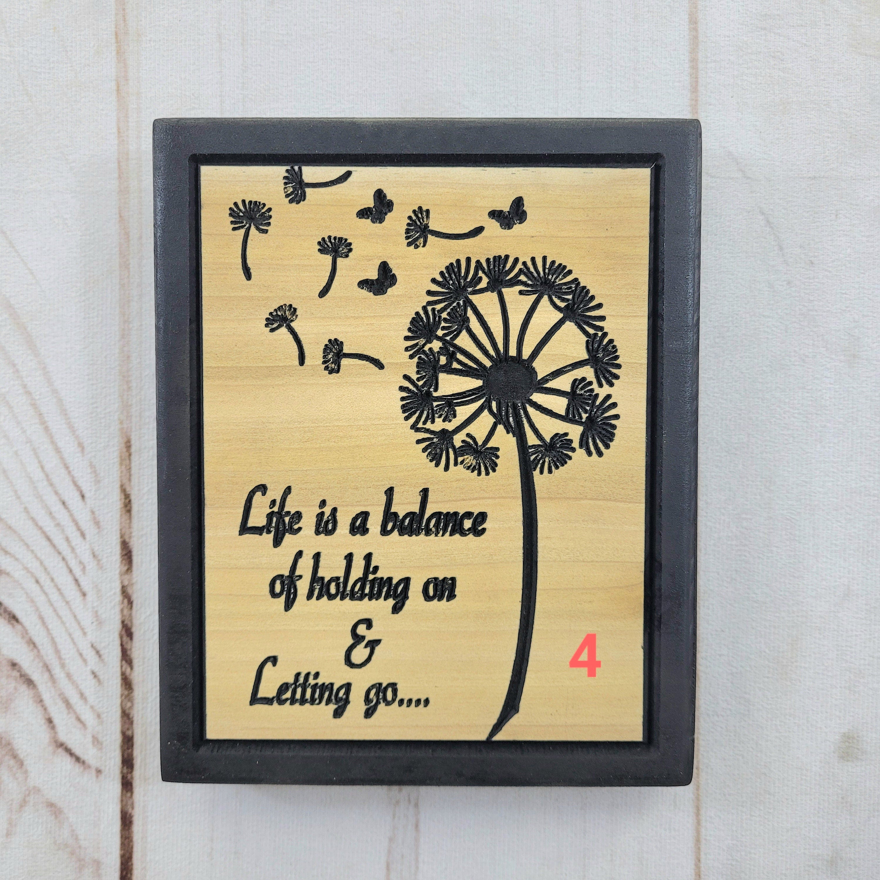 Dandelion Wood Carved Wall Art Wood Sign — alternate angle