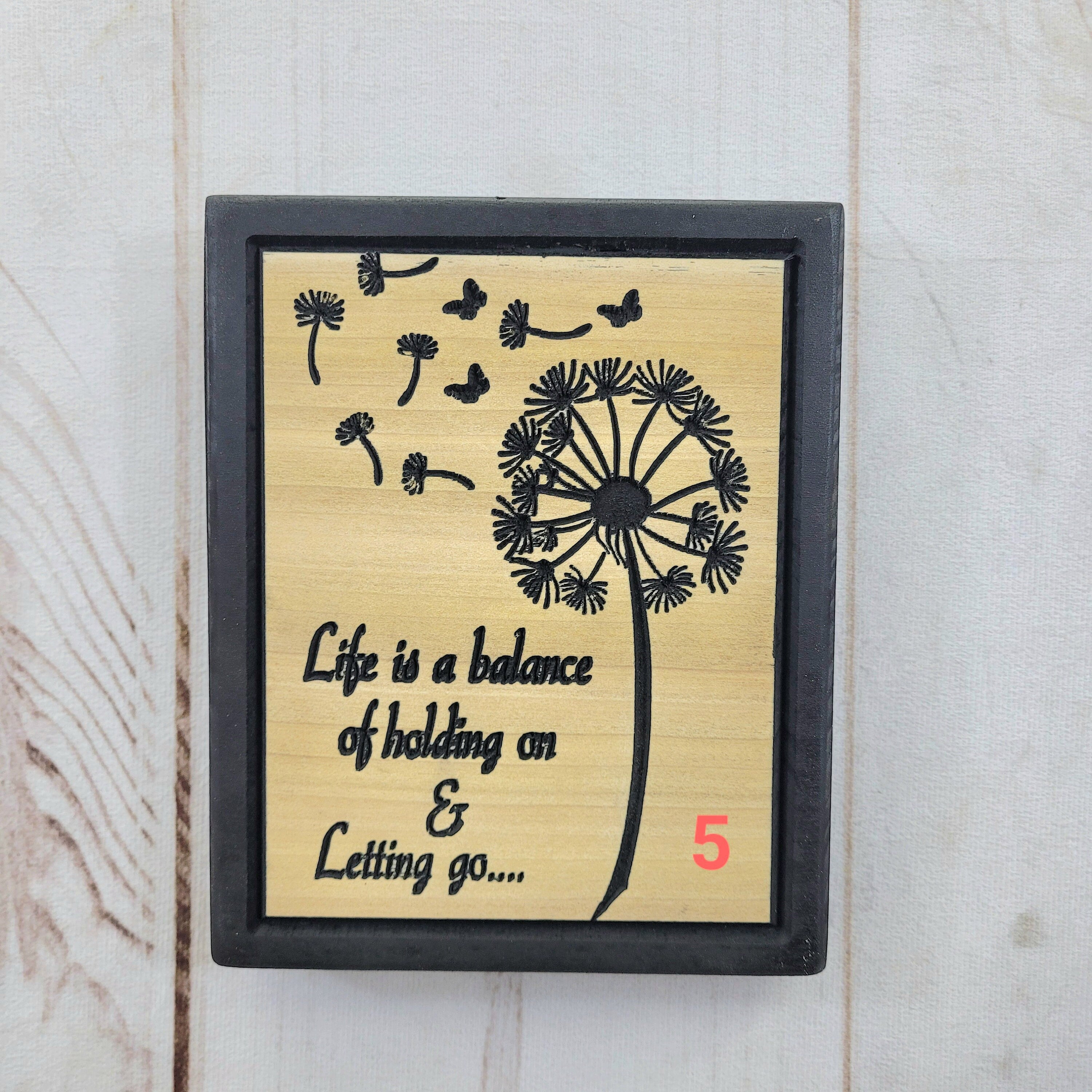 Dandelion Wood Carved Wall Art Wood Sign — alternate angle