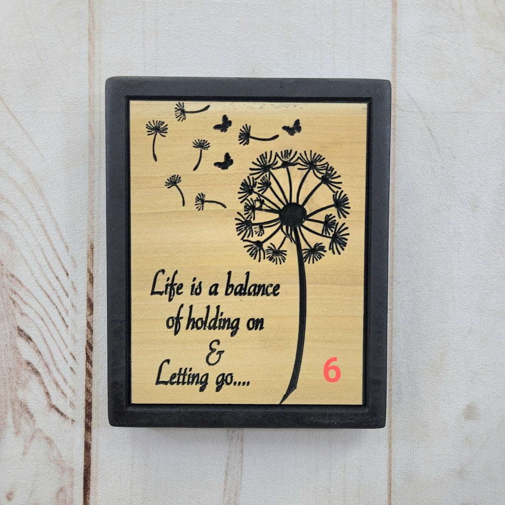 Dandelion Wood Carved Wall Art Wood Sign — alternate angle