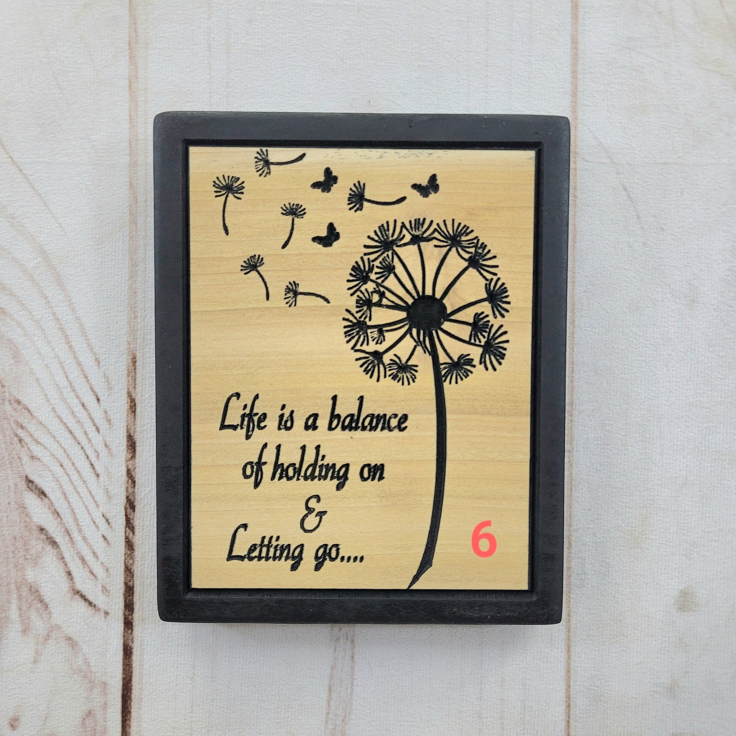 Dandelion Wood Carved Wall Art Wood Sign — alternate angle
