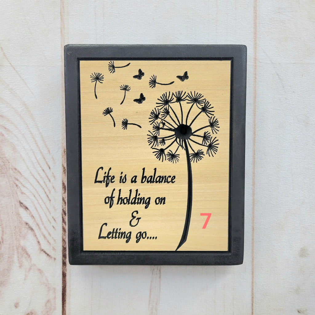 Dandelion Wood Carved Wall Art Wood Sign — alternate angle