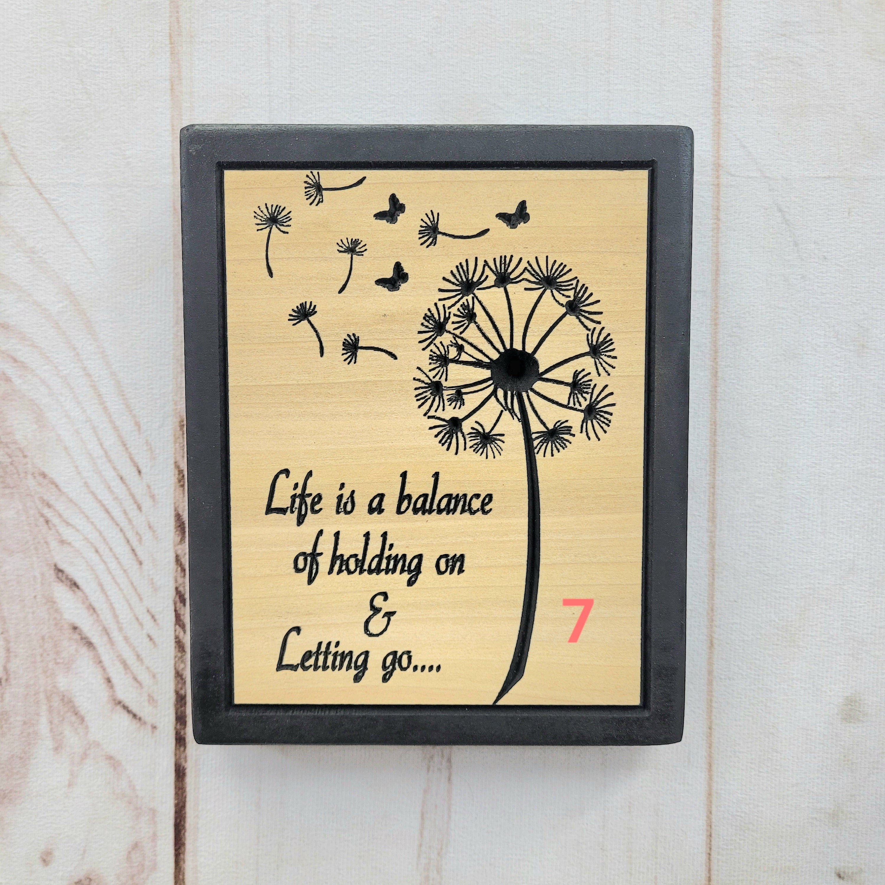 Dandelion Wood Carved Wall Art Wood Sign — alternate angle