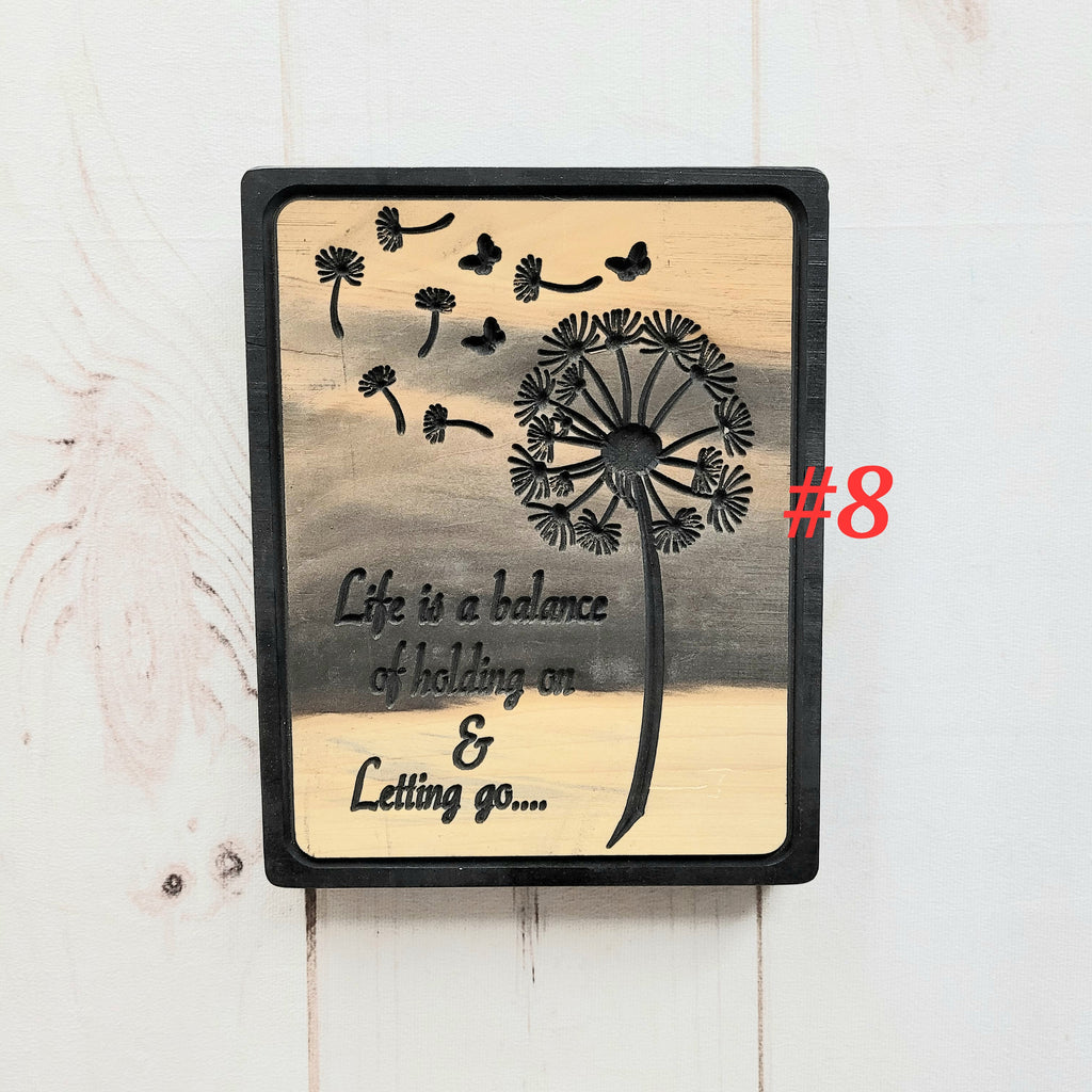 Dandelion Wood Carved Wall Art Wood Sign — alternate angle