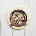 Laser Engraved Coffee Sign Wood Sign — front view on white background