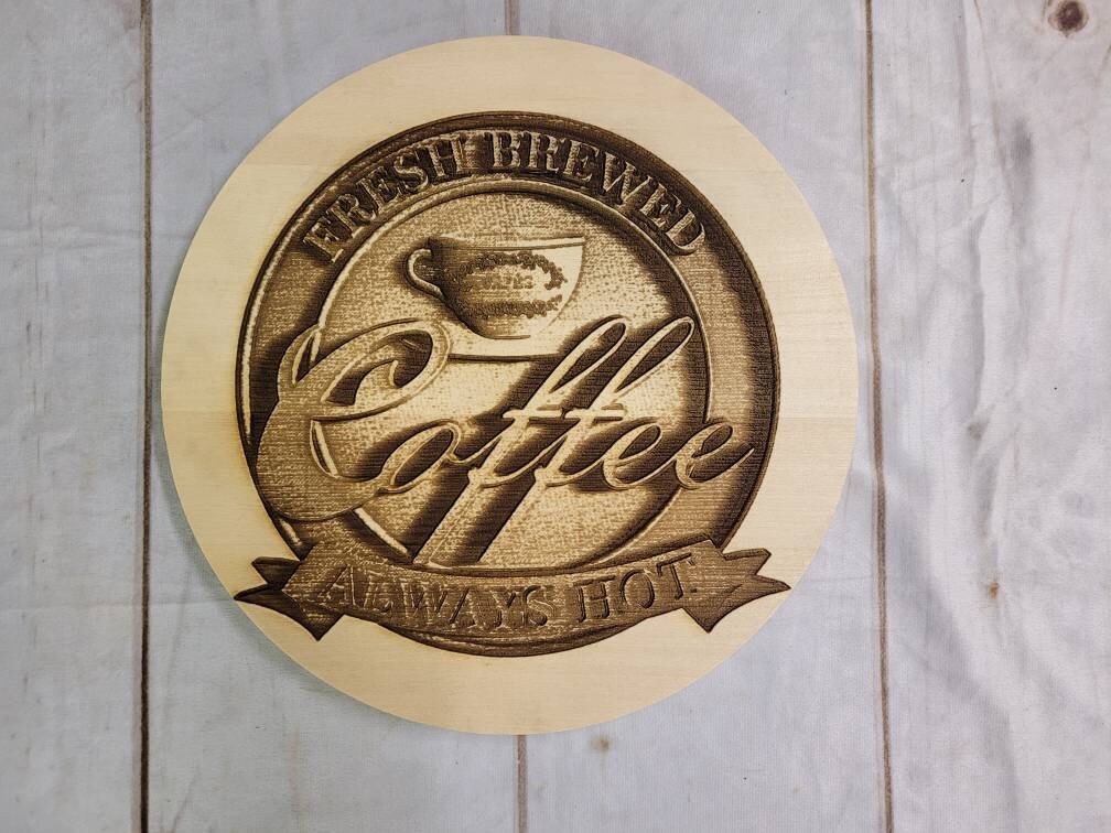 Laser Engraved Coffee Sign Wood Sign — alternate angle