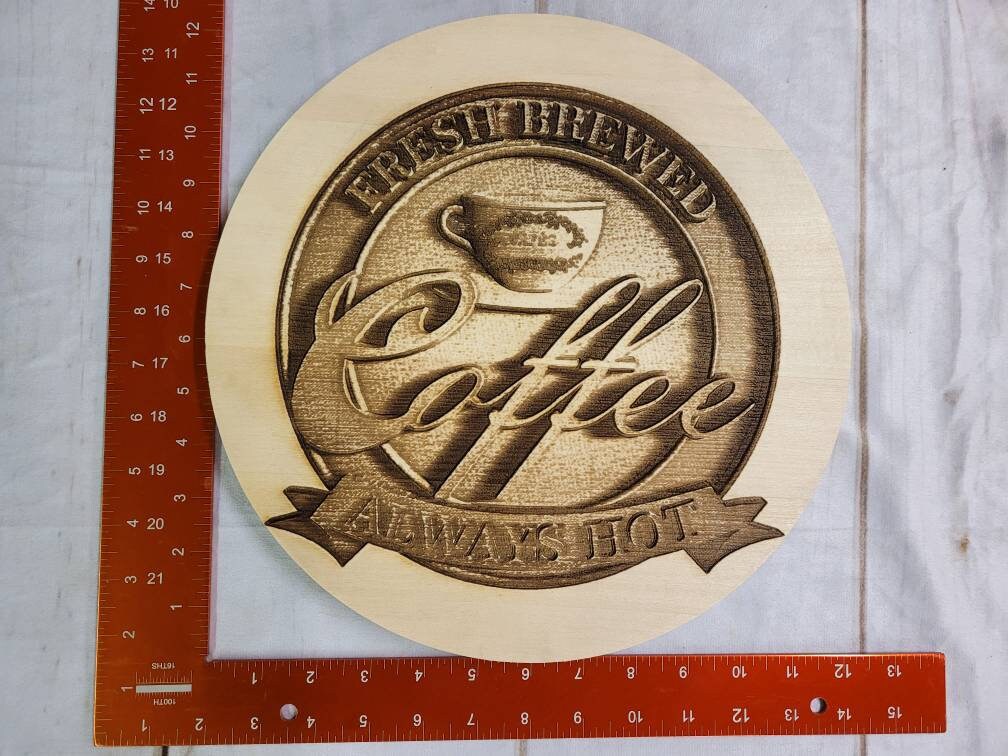 Laser Engraved Coffee Sign Wood Sign — alternate angle