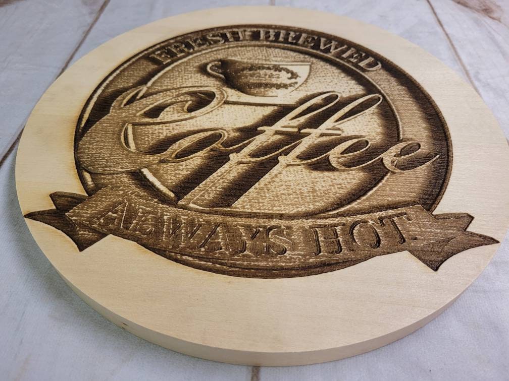 Laser Engraved Coffee Sign Wood Sign — alternate angle